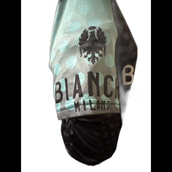 BIANCHI Milano Black & teal cycle wear activewear jersey Size Large 90's clothes - Picture 3 of 7